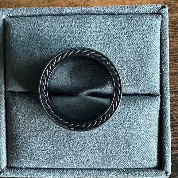 David Yurman Streamline Two Row Band Ring w/ Black Diamonds - Size 10 - Picture 14 of 16